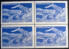 Quadra de selos postais do Chile de 1972 Observatory Cerro Calan