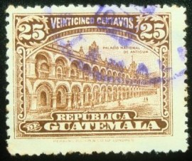 Selo postal da Guatemala de 1924 National Palace at Antigua re-engraved