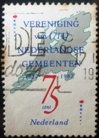 Selo postal da Holanda de 1987 Map of the Netherlands