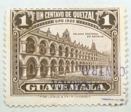 Selo postal da Guatemala de 1929 National Palace at Antigua