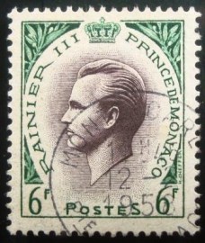 Selo postal de Monaco de 1955 Prince Rainier III