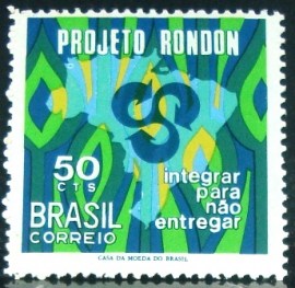 Selo postal do Brasil de 1970 Projeto Rondon