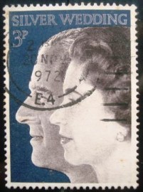 Selo postal do Reino Unido de 1972 Queen Elizabeth II Silver Wedding