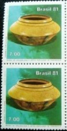 Par de selos do Brasil de 1981 Cerâmica Tupi-Guarani