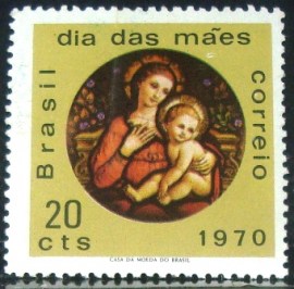 Selo postal do Brasil de 1970 Madonna