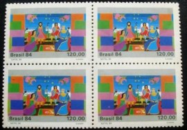 Quadra de selos do Brasil 1984 Pinturas Natalinas Djanira
