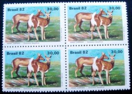 Quadra de selos postais do Brasil de 1982 Veados Campeiros