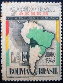 Selo postal de 1943 Penaranda da Bolívia N