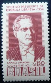 Selo postal do Brasil de 1954 Camille Chamoum N