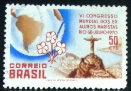 Selo postal do Brasil de 1970 Alunos Maristas