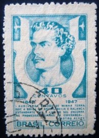 selo postal do Brasil de 1947 Castro Alves  - C 227 U