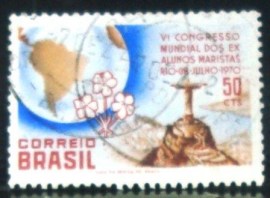 Selo postal do Brasil de 1970 Alunos Maristas