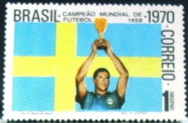 Selo postal do Brasil de 1970 Taça Brasil Tricampeão