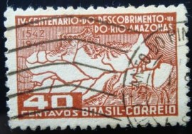 Selo postal do Brasil de 1943 Rio Amazonas - C 178 U