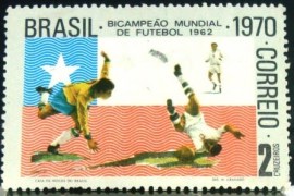 Selo postal do Brasil de 1970 Garrincha e Masopust