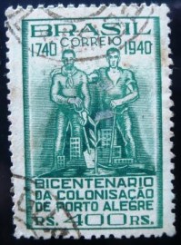 Selo postal do Brasil de 1940 Colonização Porto Alegre U