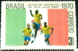 Selo postal do Brasil de 1970 Brasil Pelé, Tostão e Jairzinho