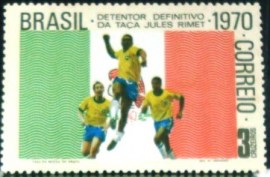 Selo postal do Brasil de 1970 Brasil Tricampeão 3