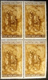 Quadra de selos postais do Vaticano de 1966 Holy Family in Bethlehem 225