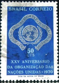 Selo postal do Brasil de 1970 Aniversário da ONU