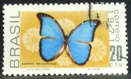 Selo postal do Brasil de 1971 Morpho M - C 695 U