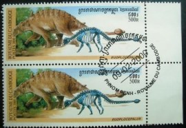 Par de selos postais do Cambodja de 2000 Euoplocephalus
