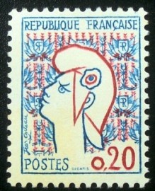 Selo postal da França de 1961 Marianne: Jean Cocteau