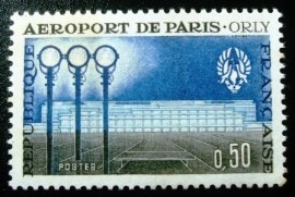 Selo postal da França de 1961 Paris airport