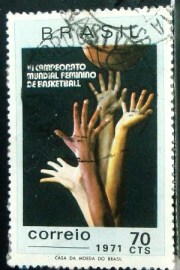 Selo postal do Brasil de 1971 Mundial Feminino de Basquete