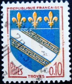 Selo postal da França de 1970 Troyes
