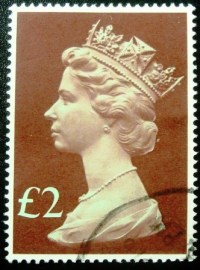 Selo postal do Reino Unido de 1977 Queen Elizabeth II £2 Large Machin