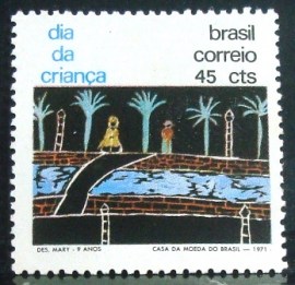 Selo postal do Brasil de 1971 Desenho Mary Rosa e Silva