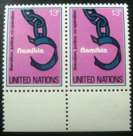 Par de selos postais das Nações Unidas de Nova Iorque de 1978 Namíbia 13c