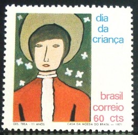 Selo postal do Brasil de 1971 Desenho Tereza Andréa Prata Ferreira