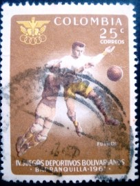 Selo postal da Colômbia de 1961 Football / Soccer