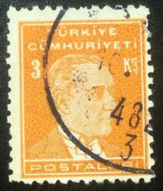 Selo postal da Turquia de 1954 Kemal Ataturk 3