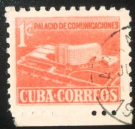 Selo postal de Cuba de 1957 Postal Ministry building