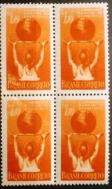 Quadra de selos postais do Brasil de 1954 Mundial de Basquete
