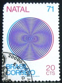 Selo postal do Brasil de 1971 Natal 20