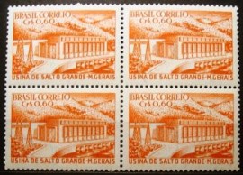 Quadra de Selos postais do Brasil de 1956 Usina Salto Grande
