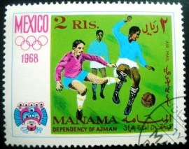 Selo postal do Manama de 1968 Football