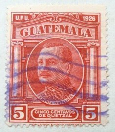 Selo postal da Guatemala de 1929 José María Orellana Pinto