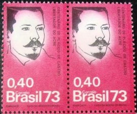 Par de selos do Brasil de 1973 Plácido de Castro