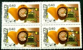 Quadra de selos do Brasil de 1973 CTB Telefones