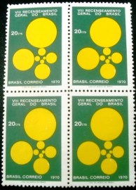 Quadra de selos postais do Brasil de 1970 Recenseamento