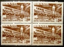 Quadra de selos do Brasil de 1958 Imprensa Oficial - C 409 N