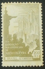 Selo postal do Brasil de 1930 Congresso Arquitetura 200rs
