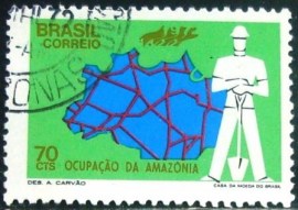 Selo postal do Brasil de 1972 Ocupoação da Amazônia - C 736 M1D