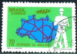 Selo postal do Brasil de 1972 Ocupoação da Amazônia - C 736 U