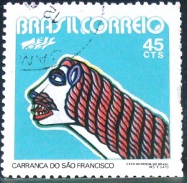 Selo postal do Brasil de 1972 Carranca São Francisco - C 744 U